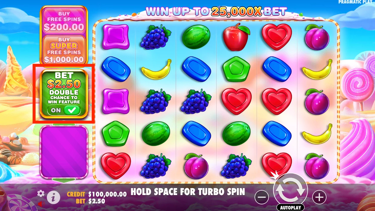 Fonctionnalité Ante bet Sweet Bonanza 1000