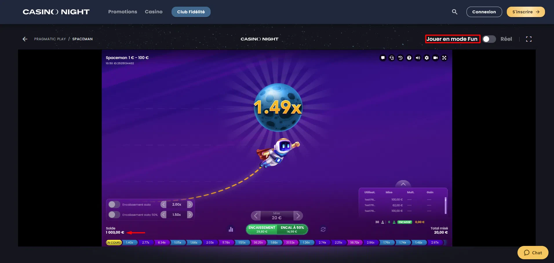 Le mode démo pour les mini-jeux