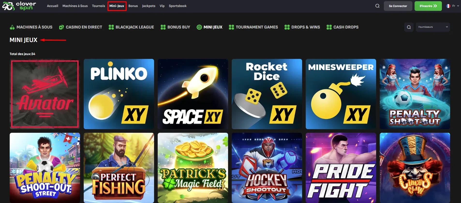 Mini jeux sur Cloverspin