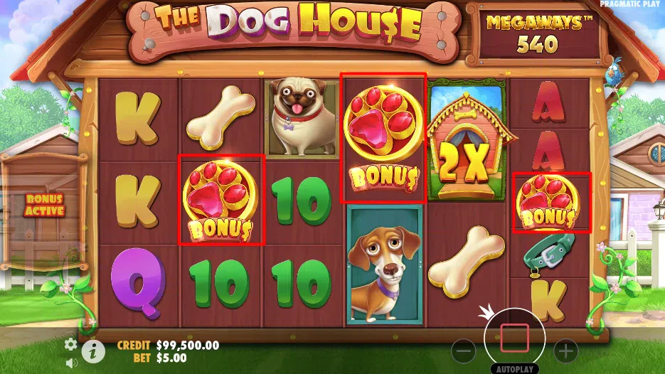 The dog House Megaways Scatter