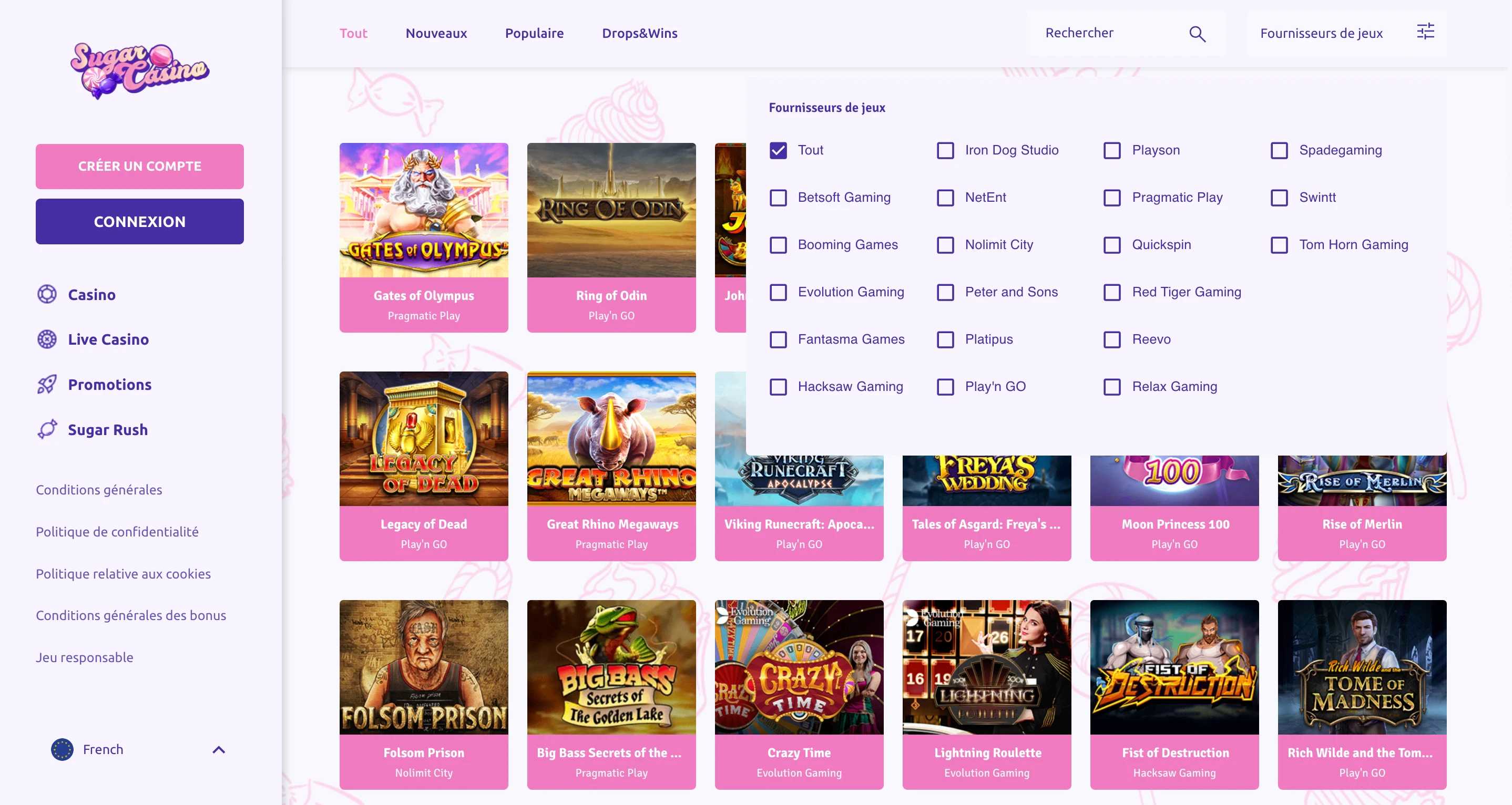 providers sugar casino