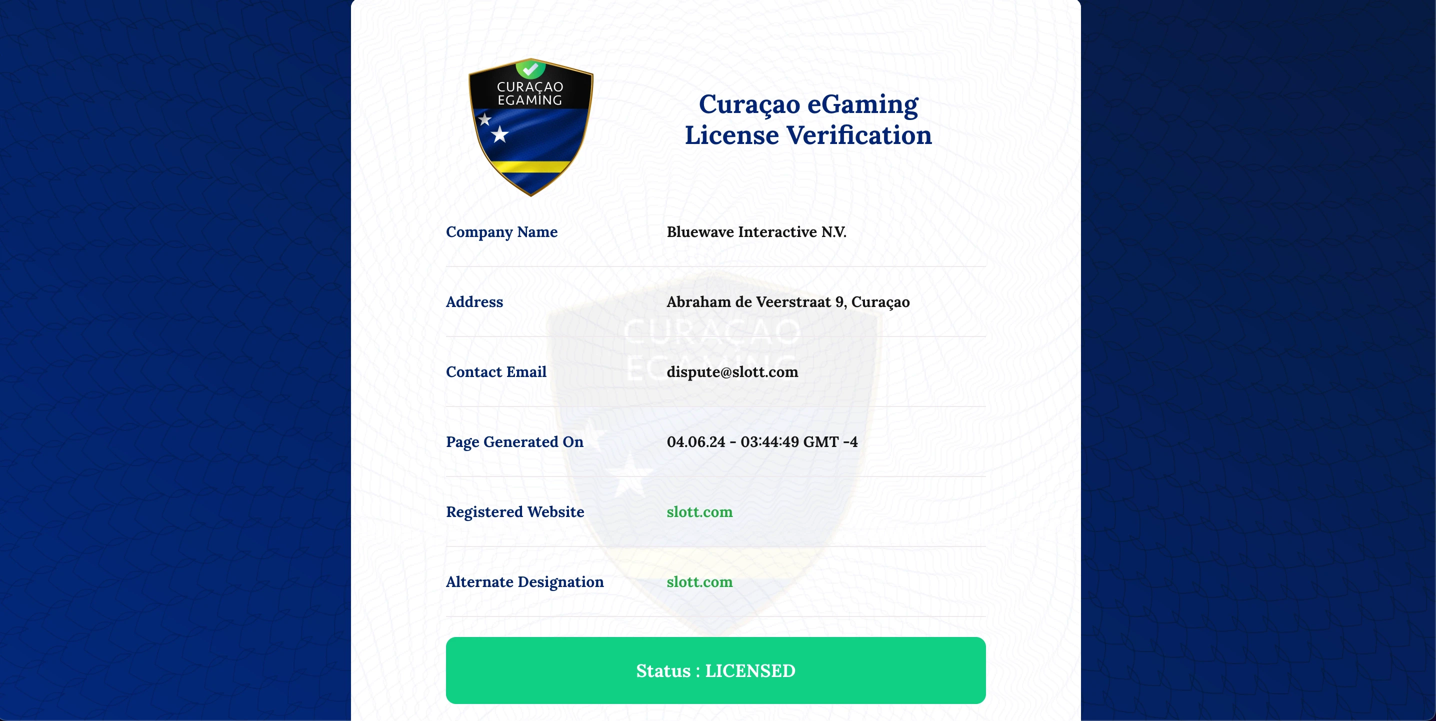 licence slott