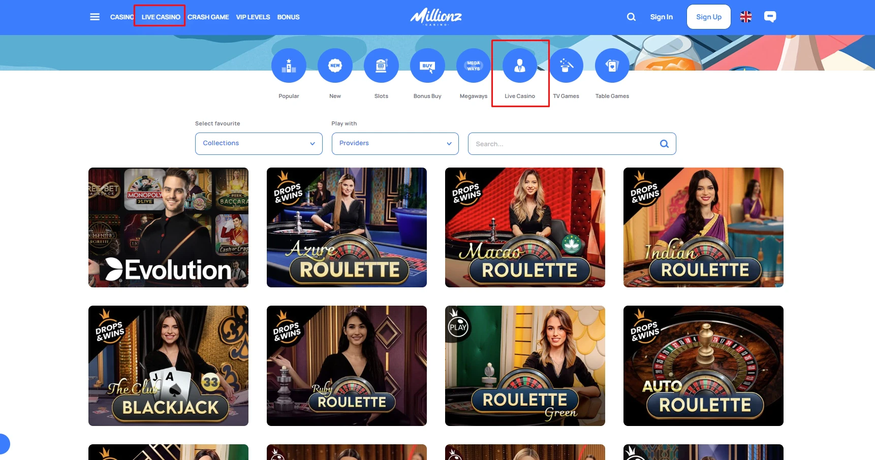 Millionz Live Casino