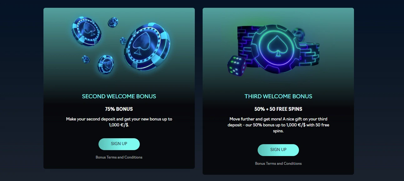 Second and Third deposit bonuses
