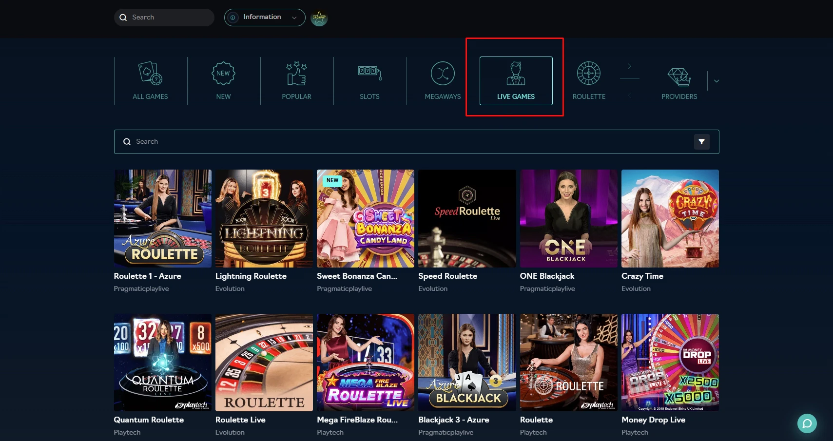 Oshi Casino live games