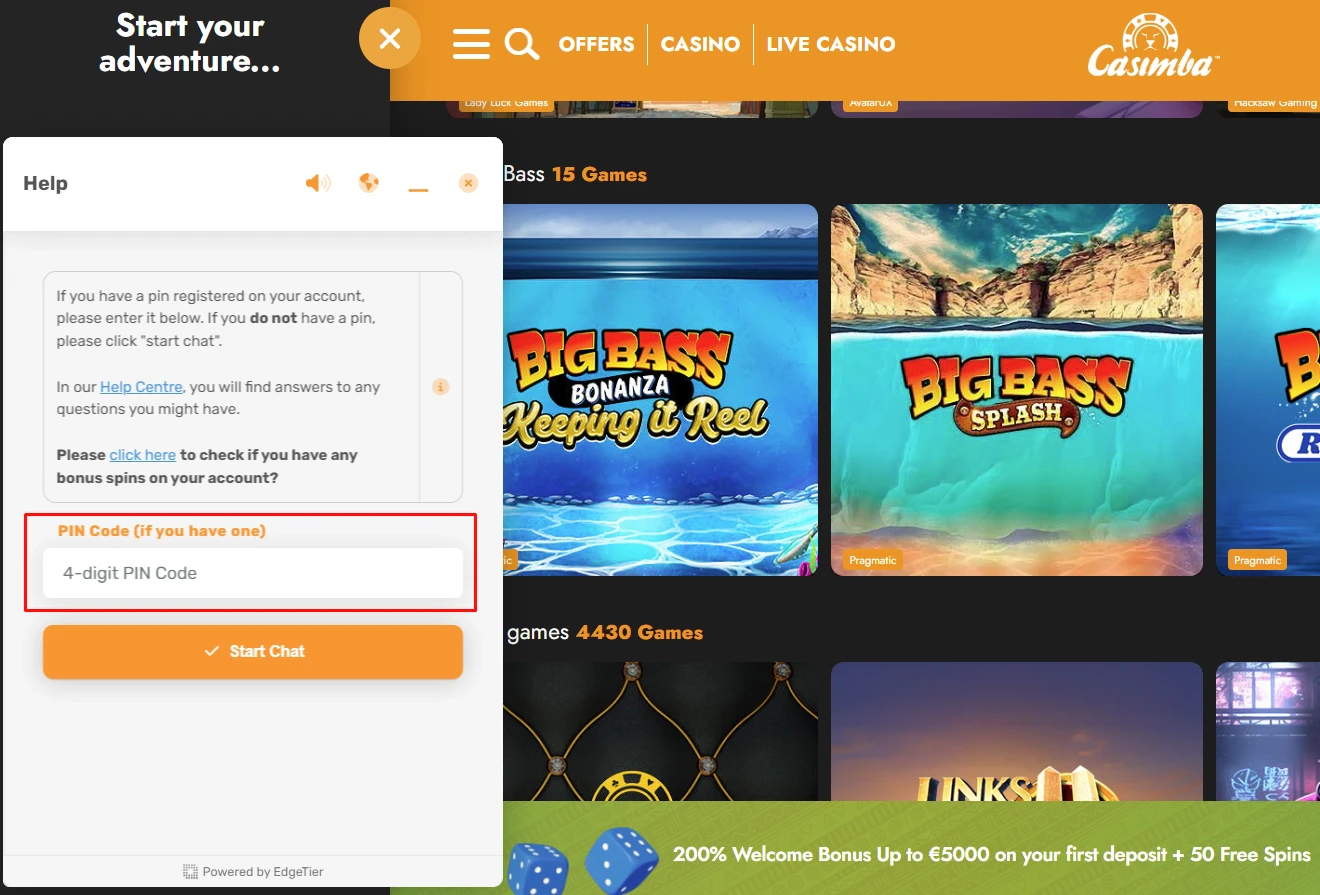 Casimba Live Chat