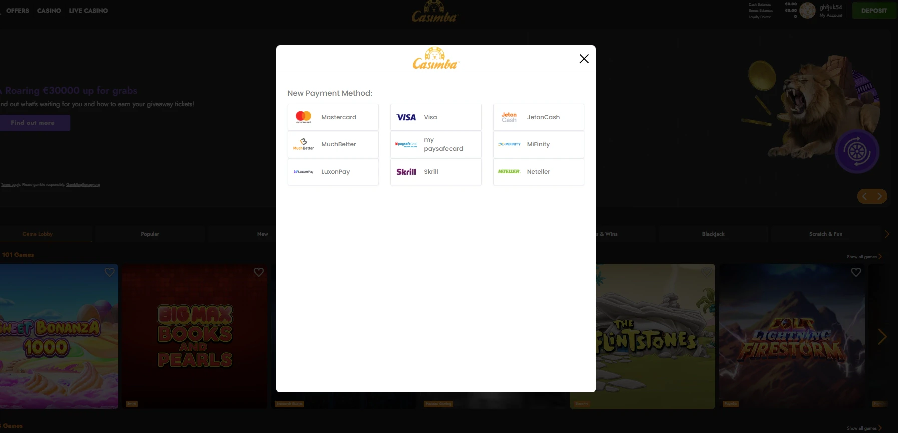 Casimba Payment Methods