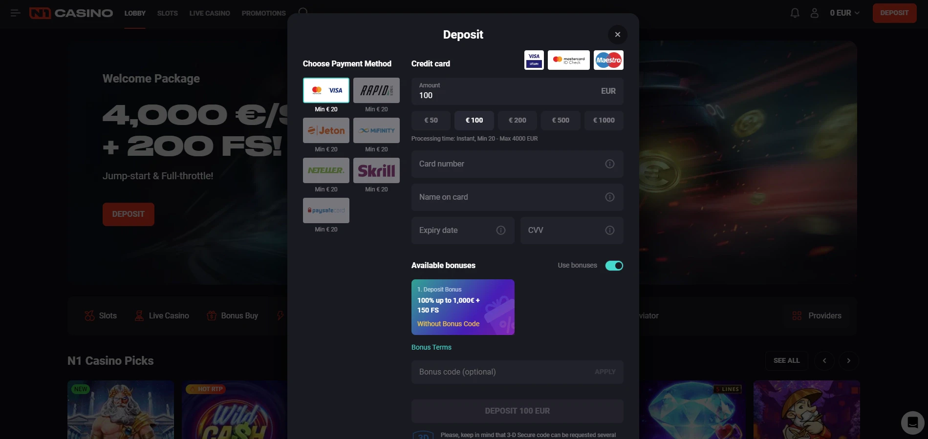 N1 Casino Deposit