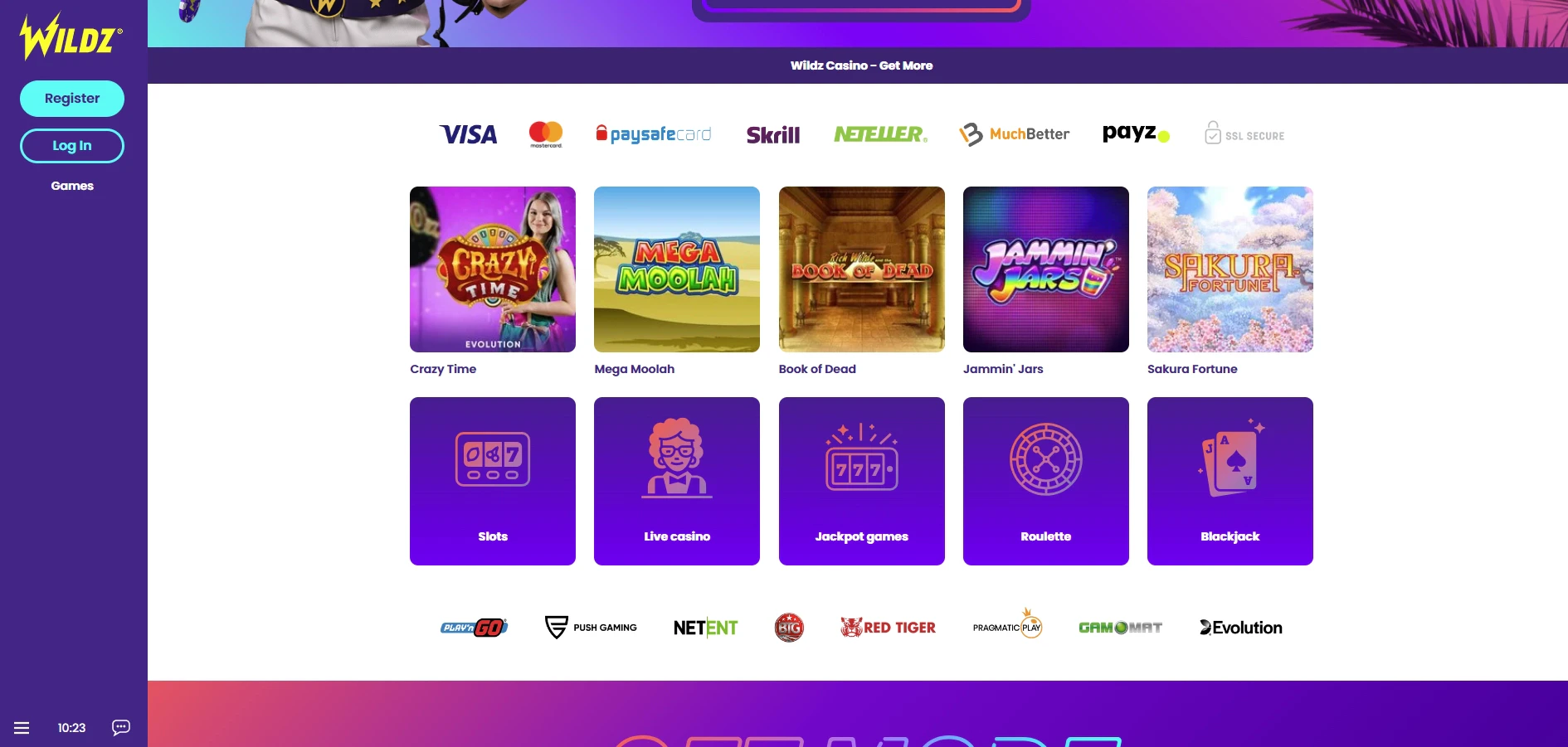 Wildz Casino website