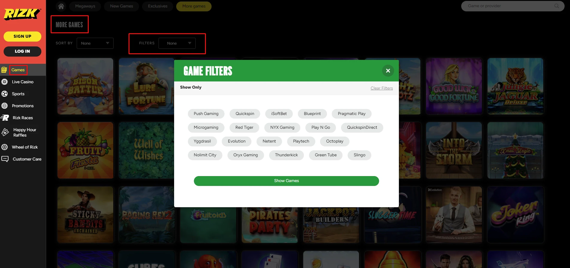 Rizk Casino Software Providers