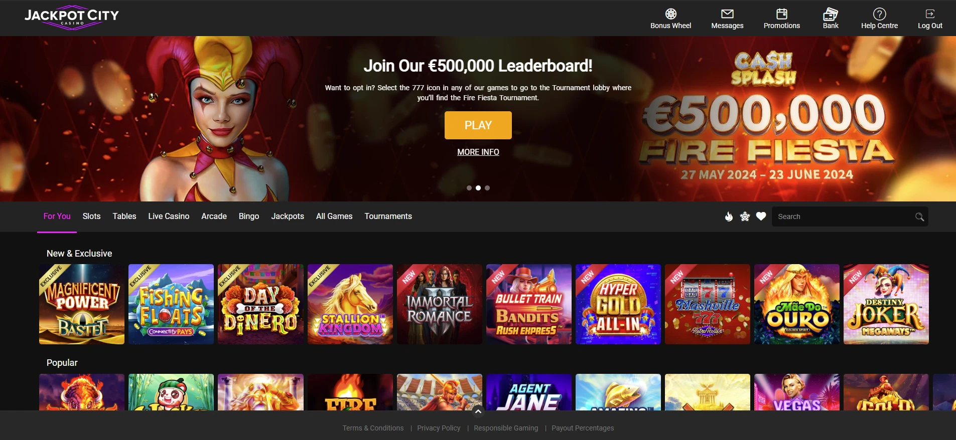 Jackpot City Casino Home Page
