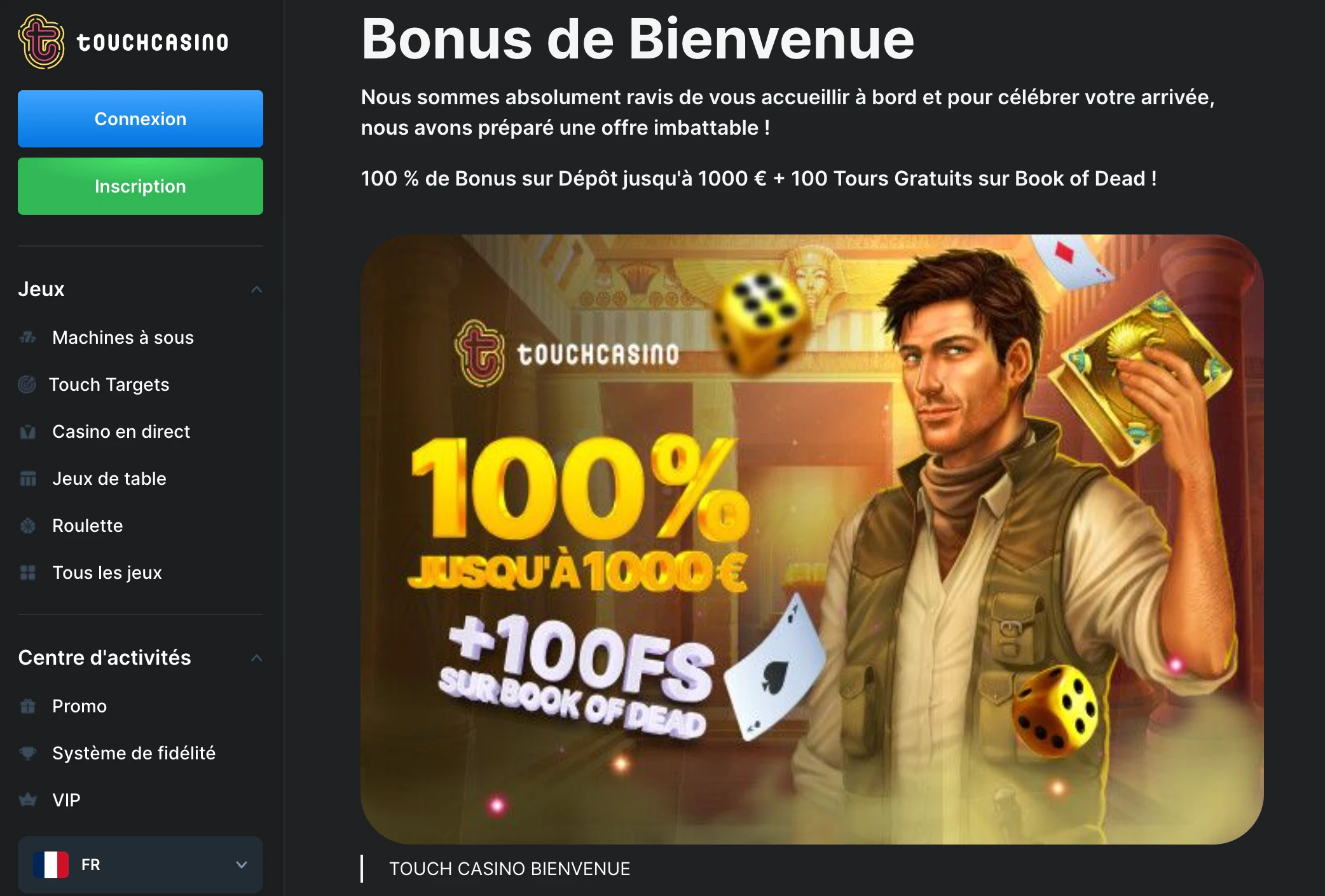bonus de bienvenue touch casino