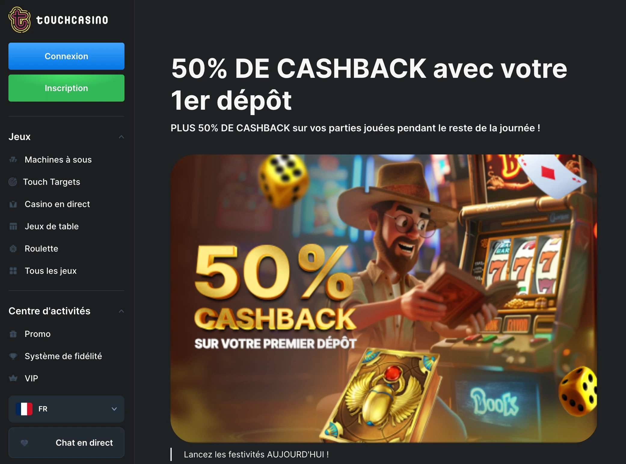cashback touch casino