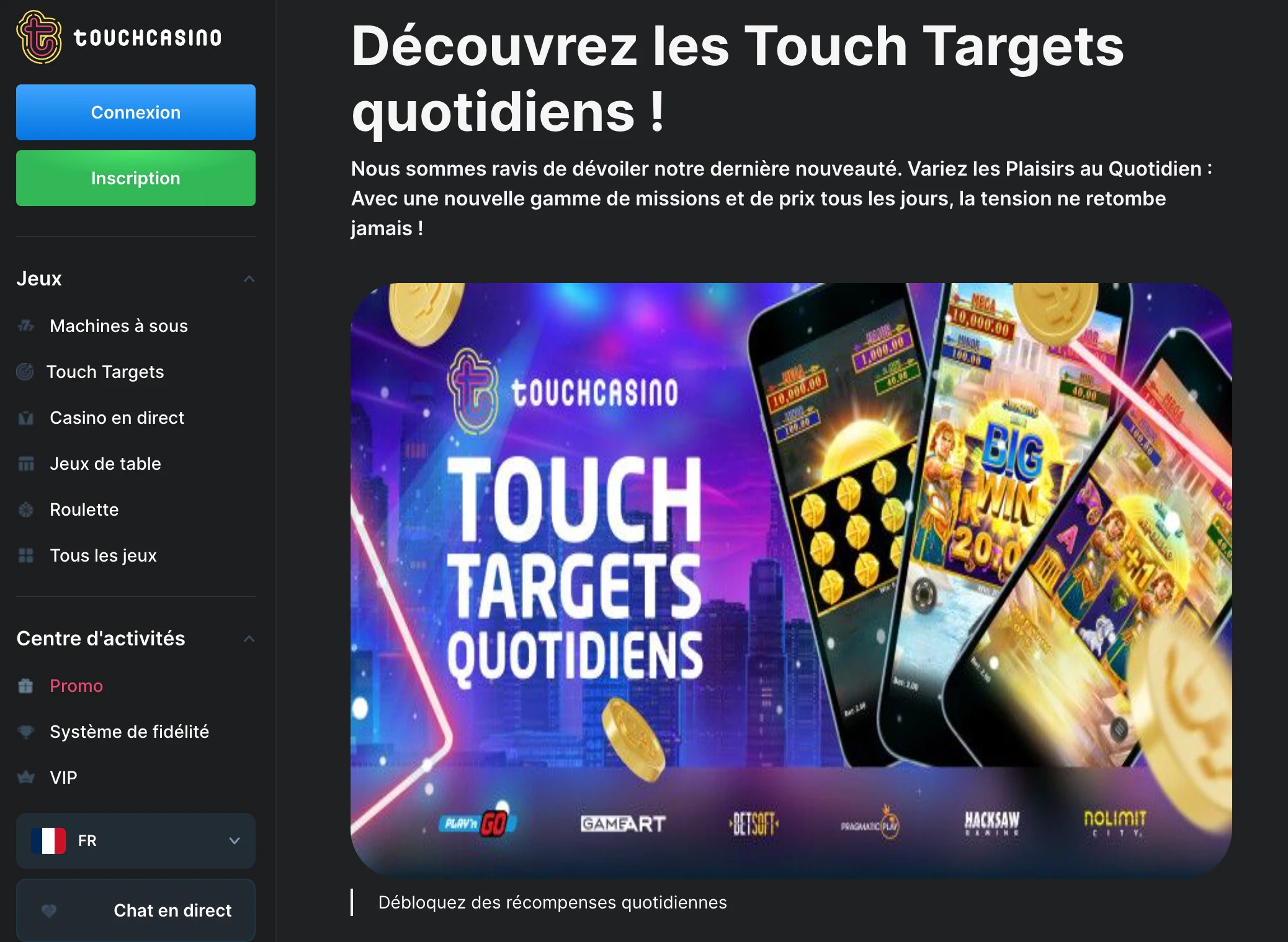 touch targets touch casino