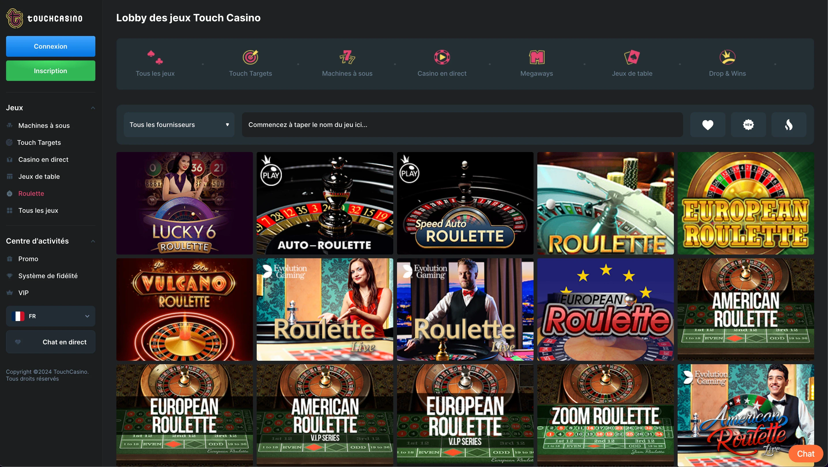 roulette touch casino