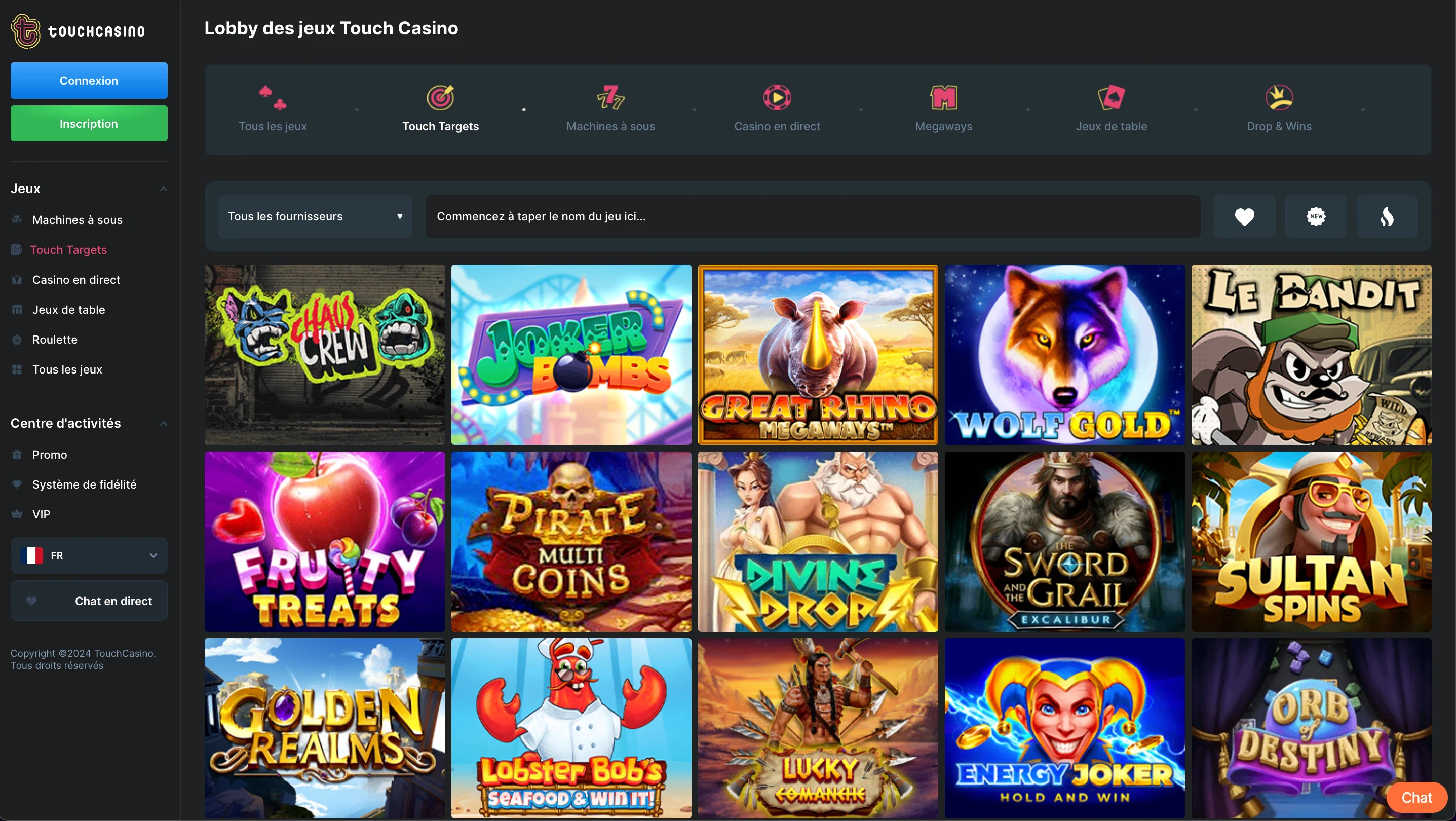 touch targets touch casino