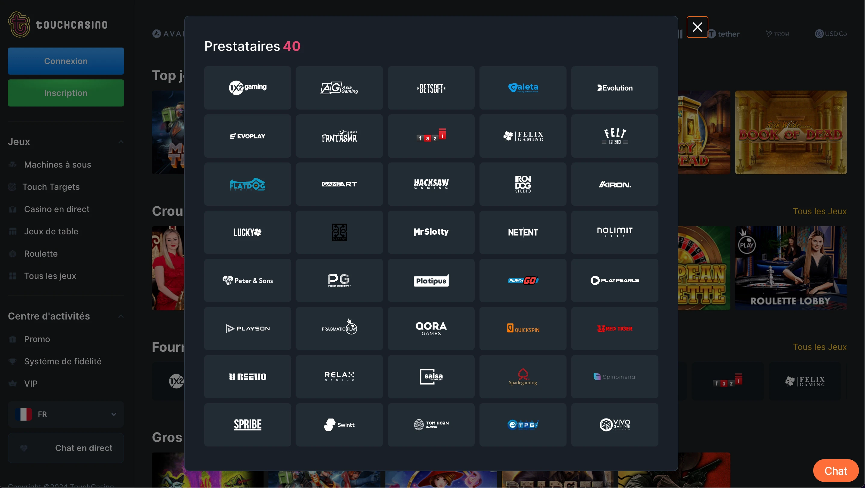 providers touch casino
