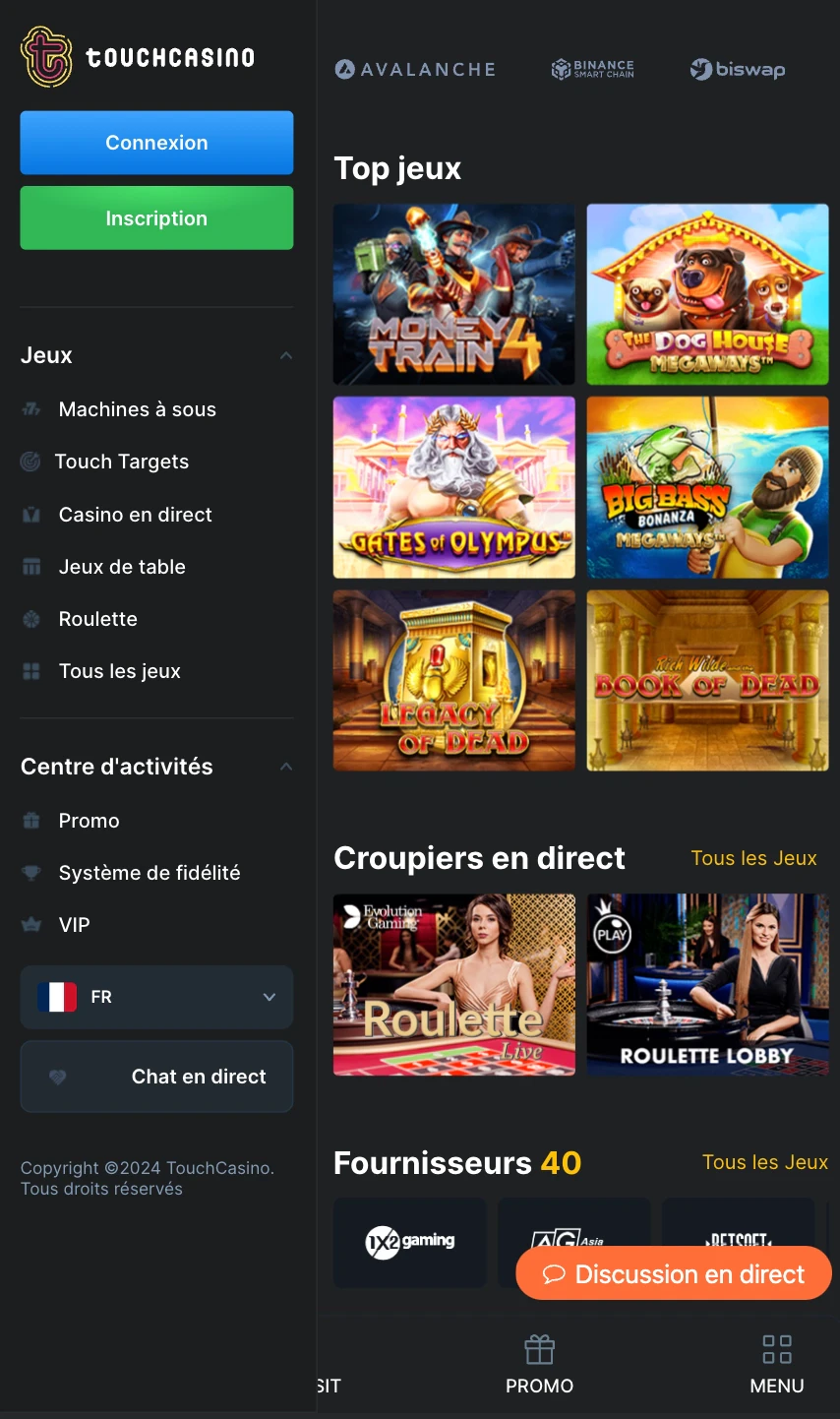touch casino sur mobile