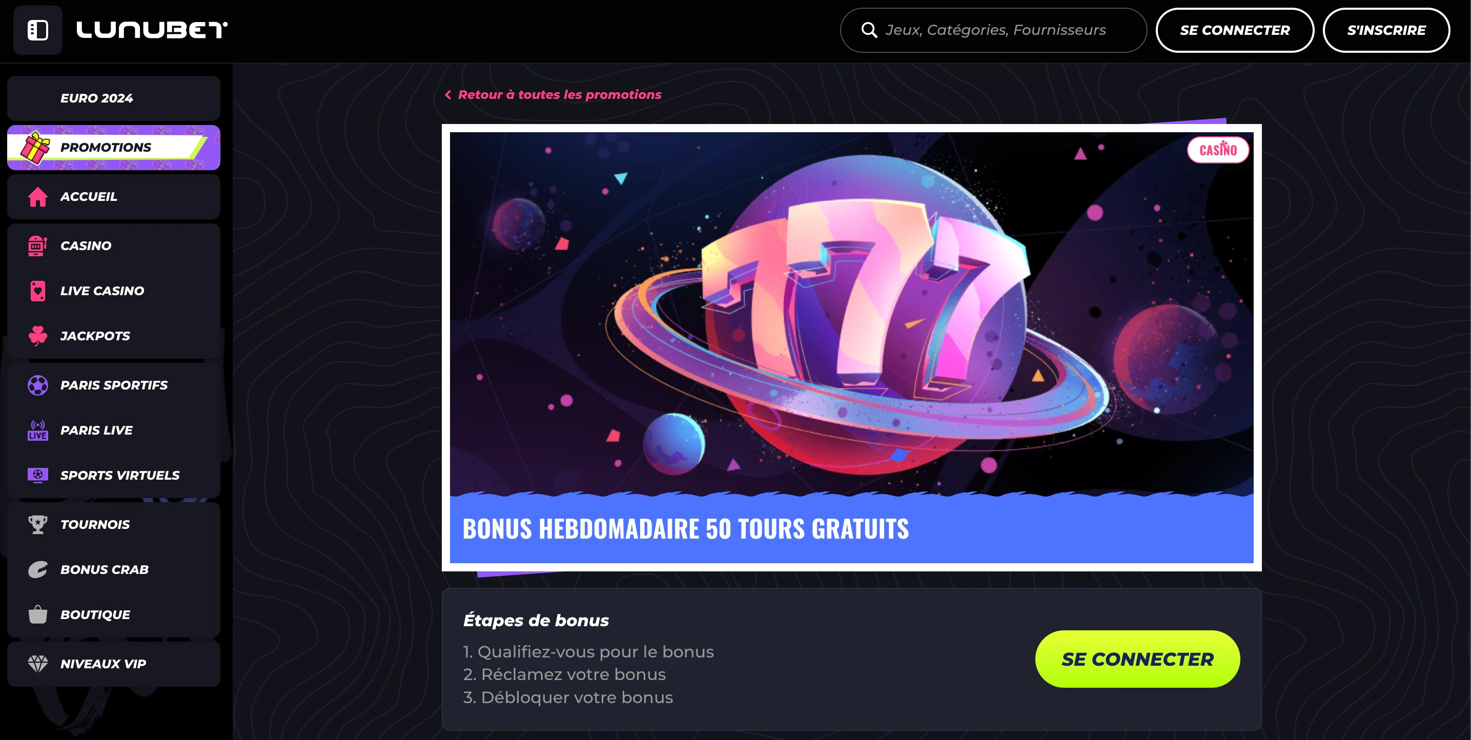 bonus hebdomadaire lunubet