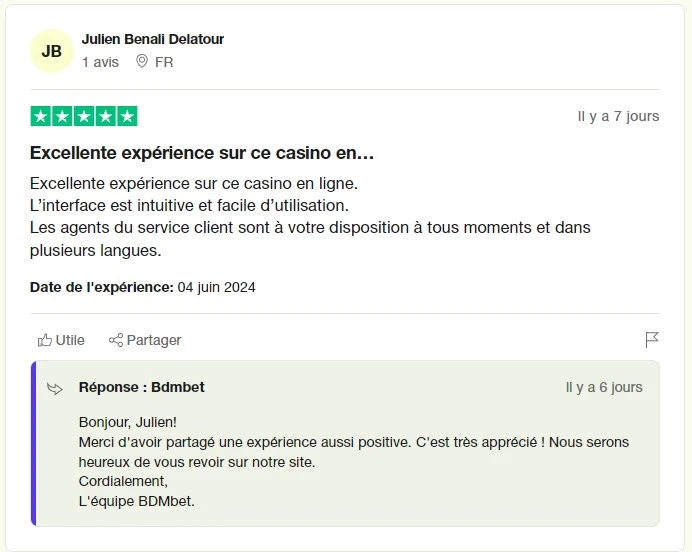 avis 1 trustpilot bdmbet