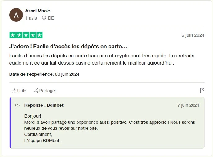 avis 2 trustpilot bdmbet