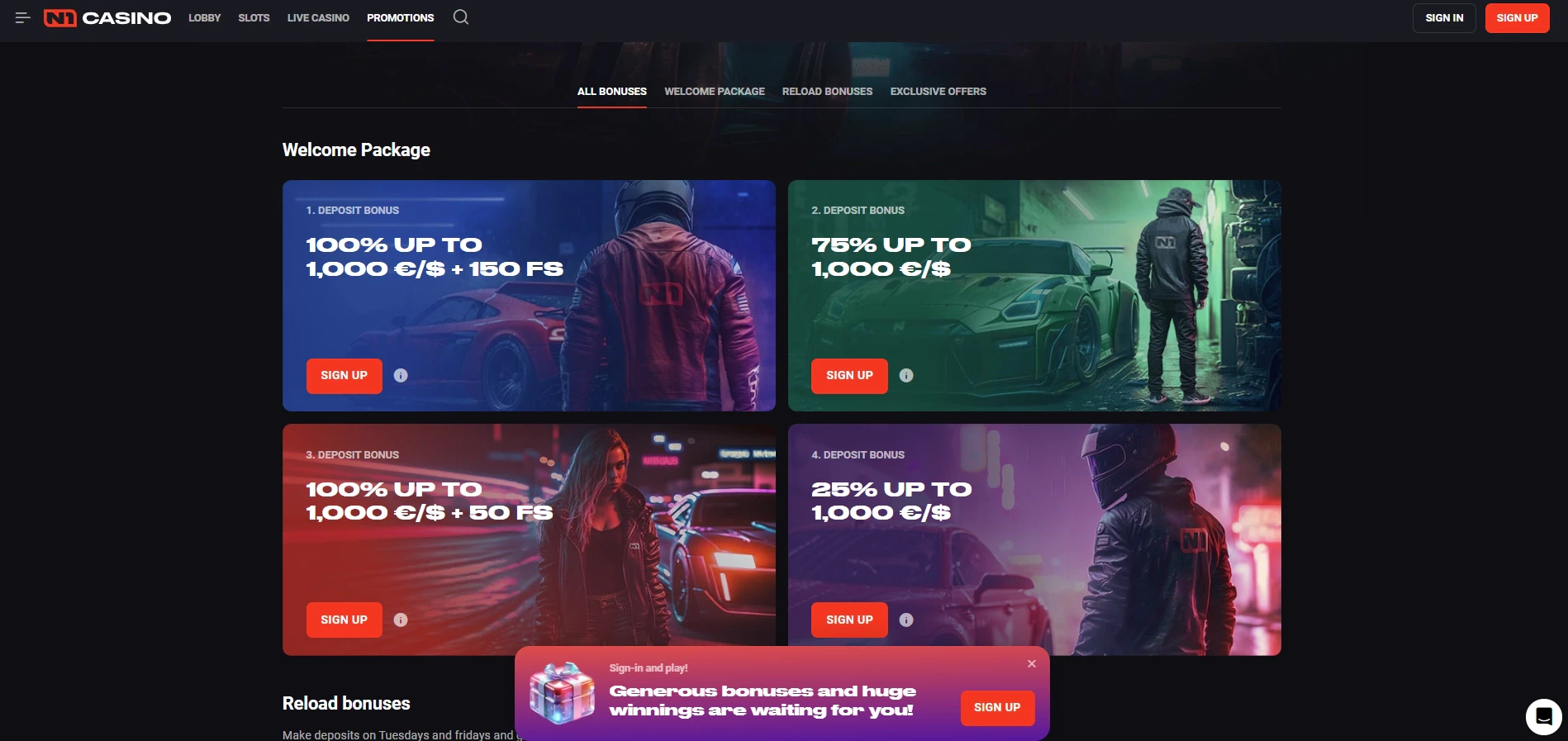 N1 Casino welcome bonus