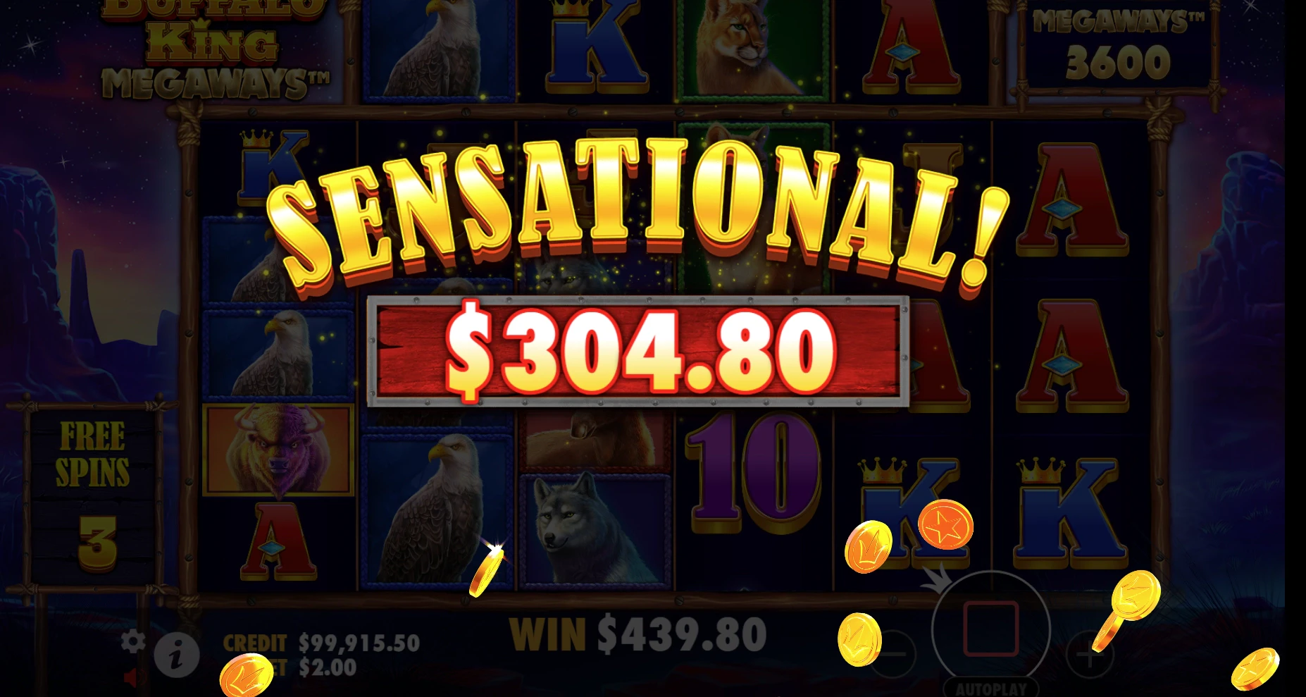 Buffalo King Megaways Win