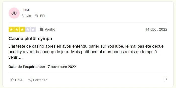 avis negatif trustpilot machance casino