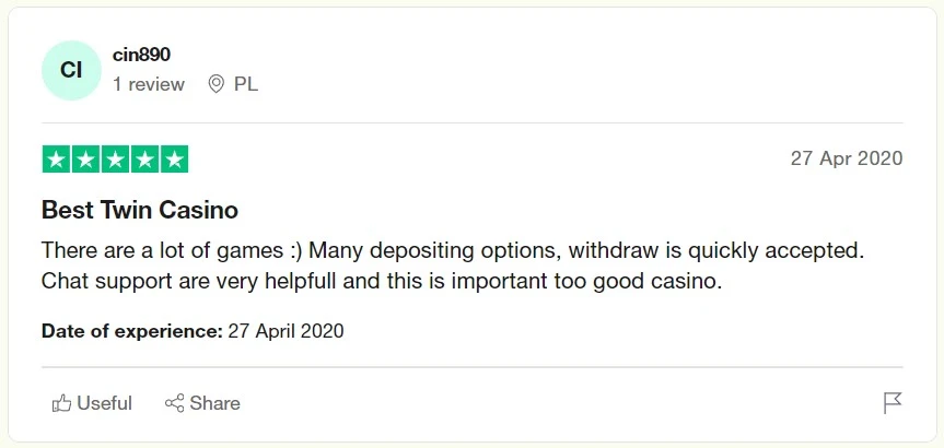 avis 1 trustpilot twin casino