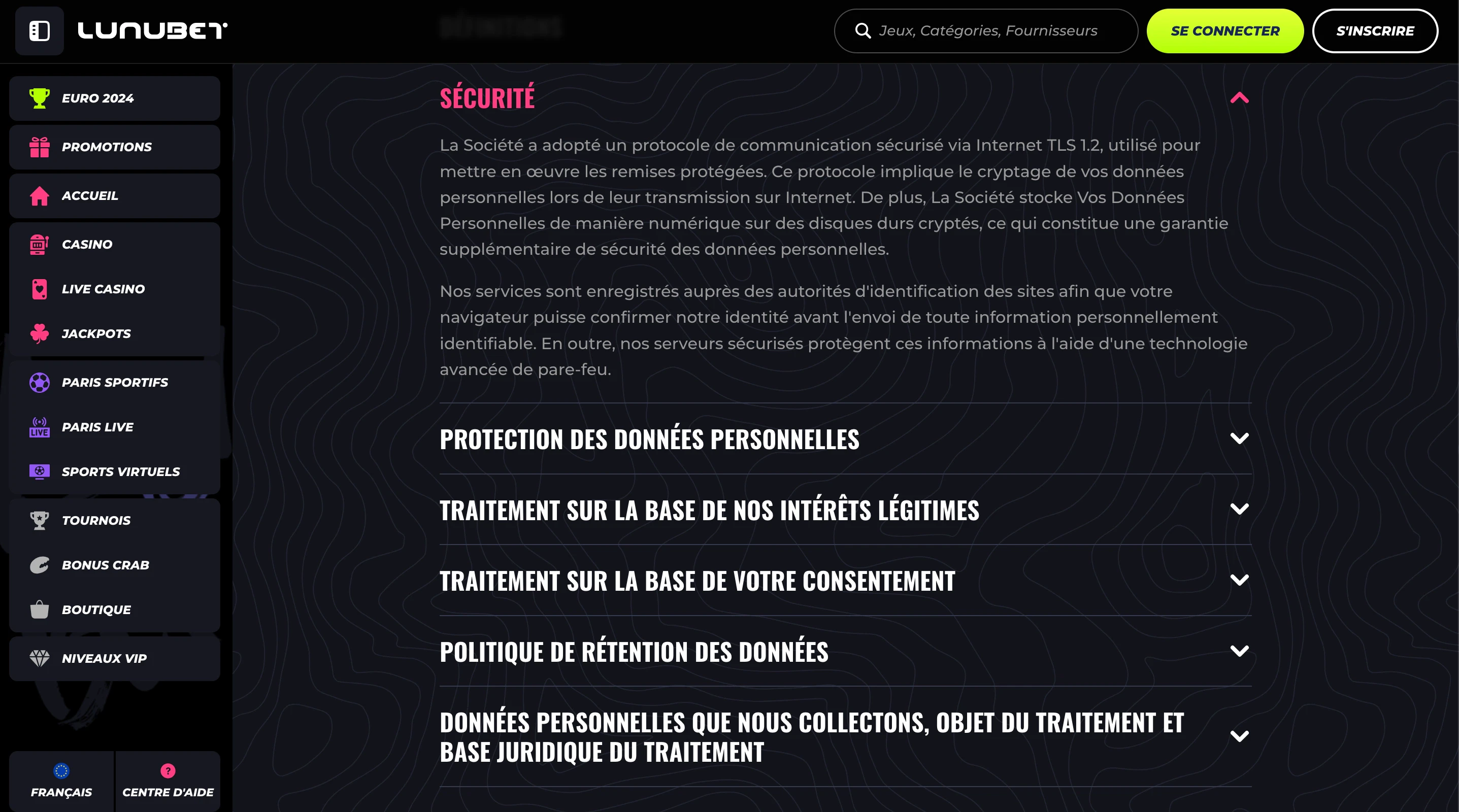 sécurité lunubet