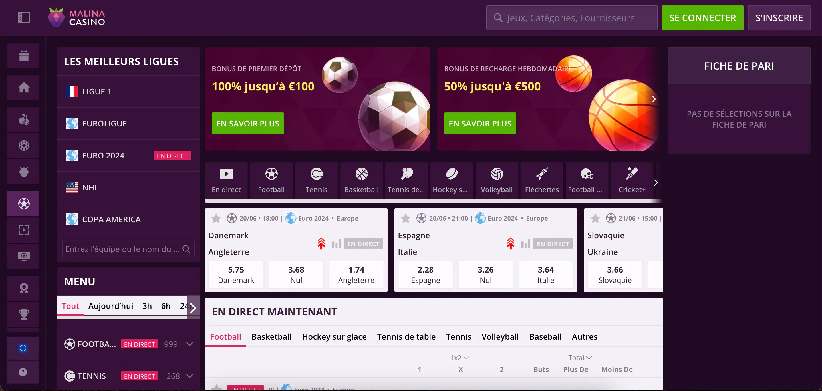 paris sportifs malina casino