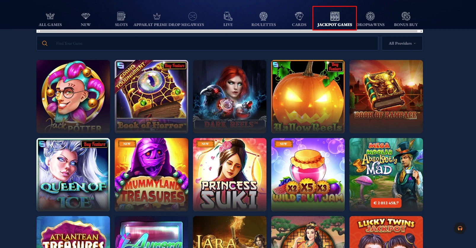 Axe Casino Jackpot Games