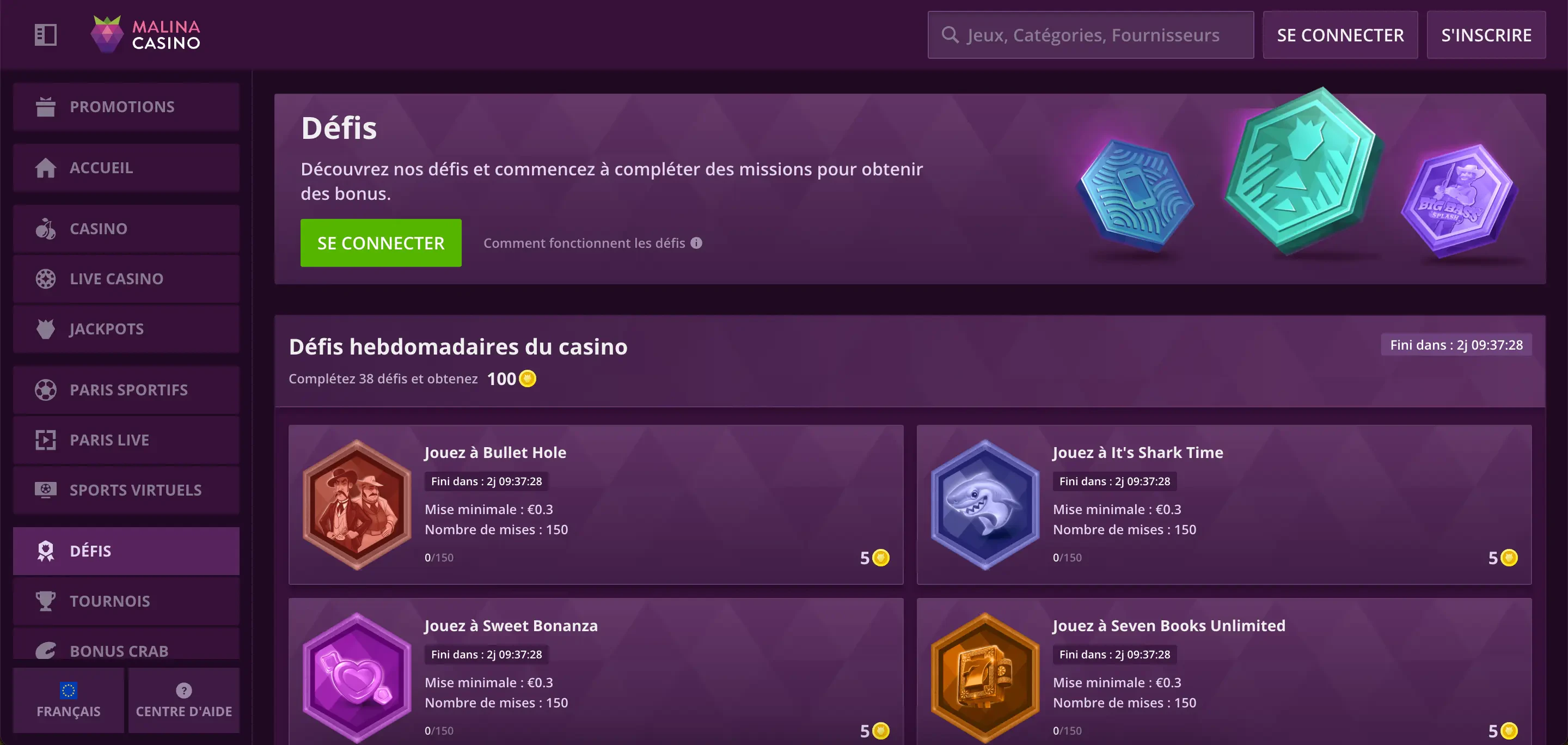 défis malina casino