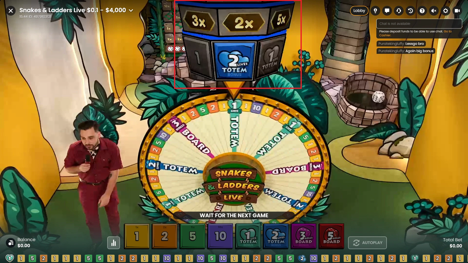 Roue Snakes & ladders avant le jeu