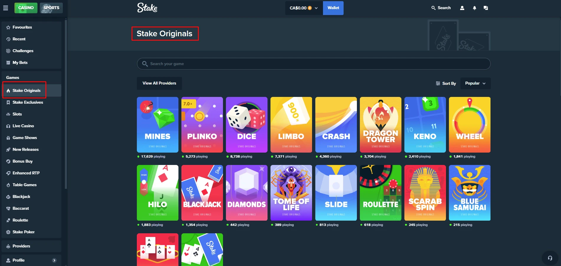 Stake Casino Original Games
