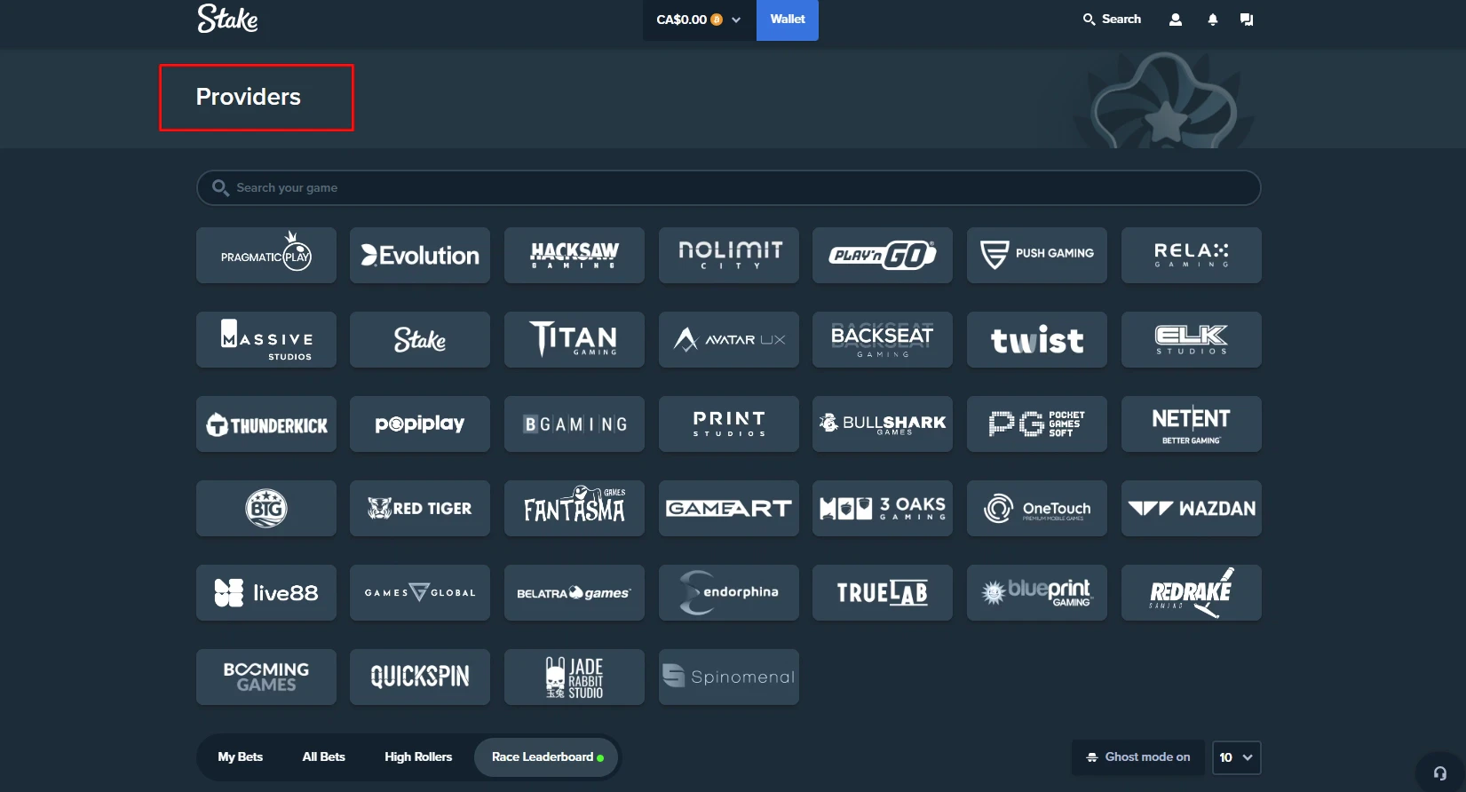 Stake Casino Software Providers
