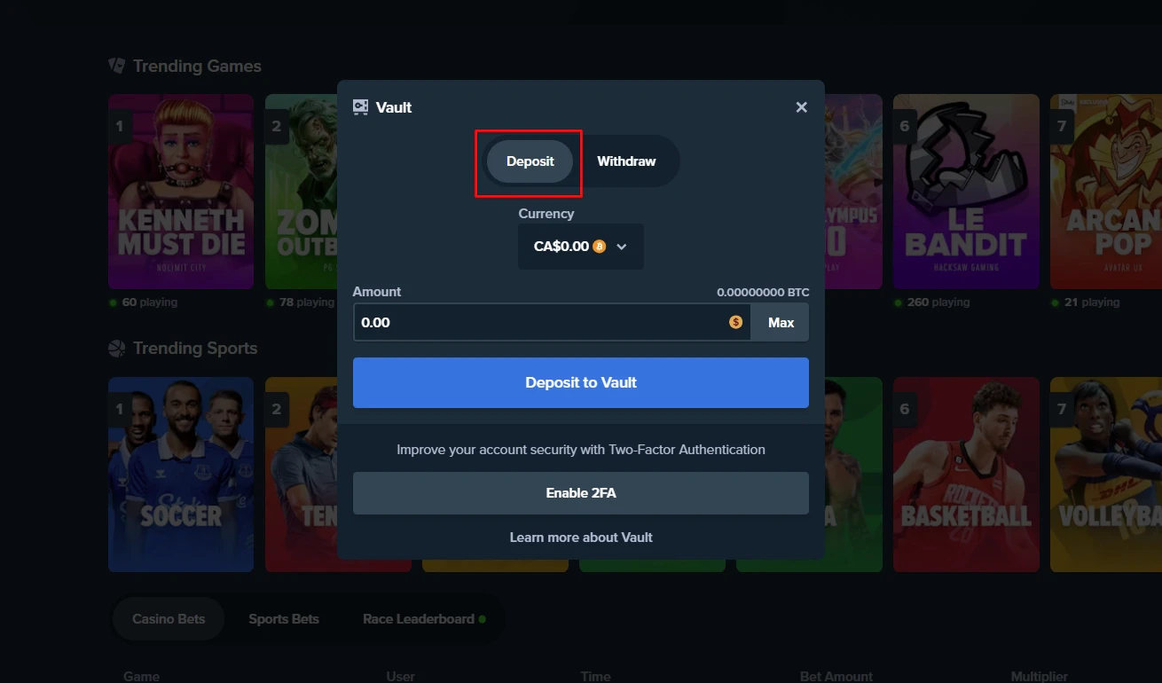 Stake Casino Deposit