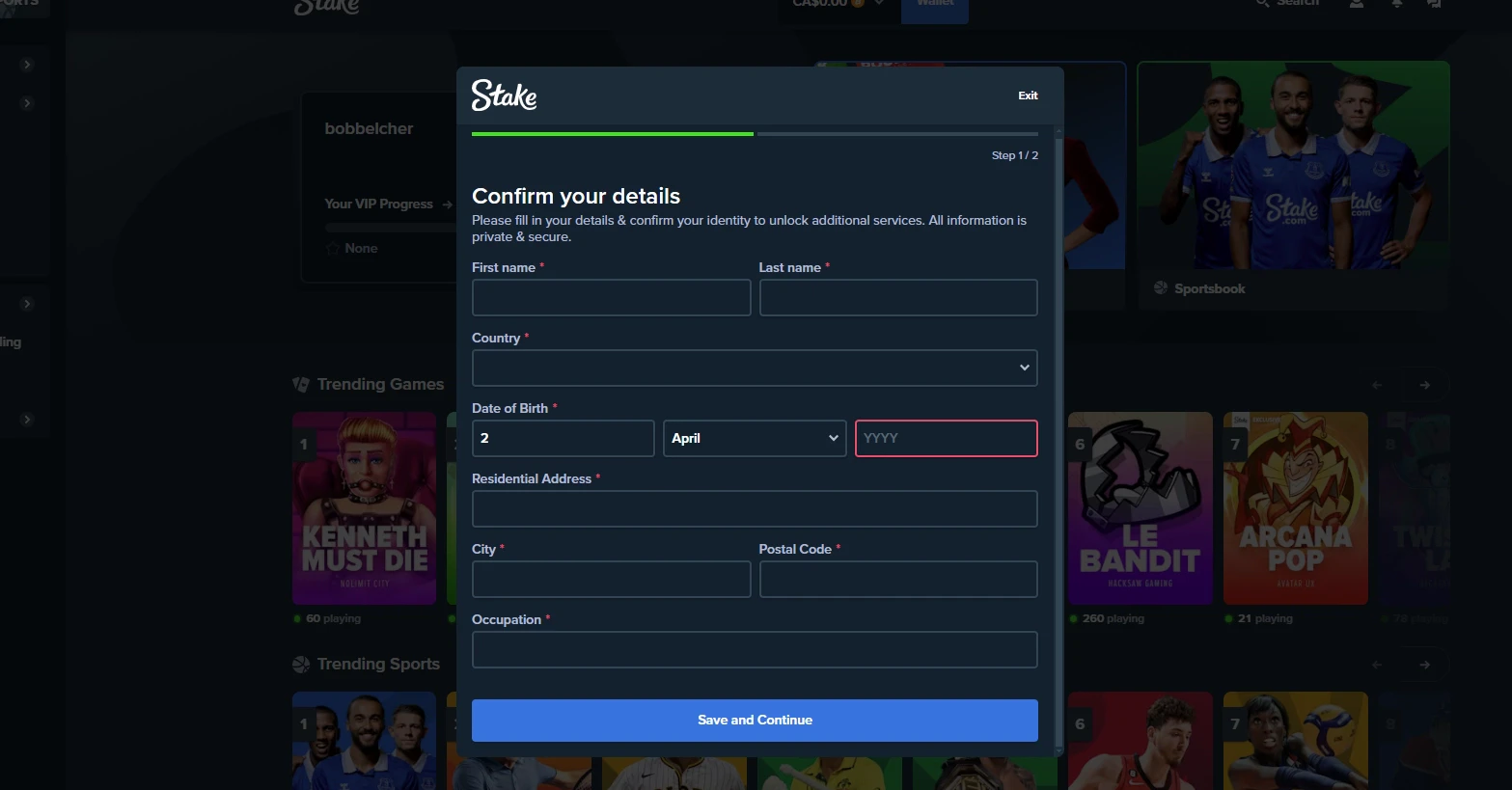 Stake Casino Account Creation