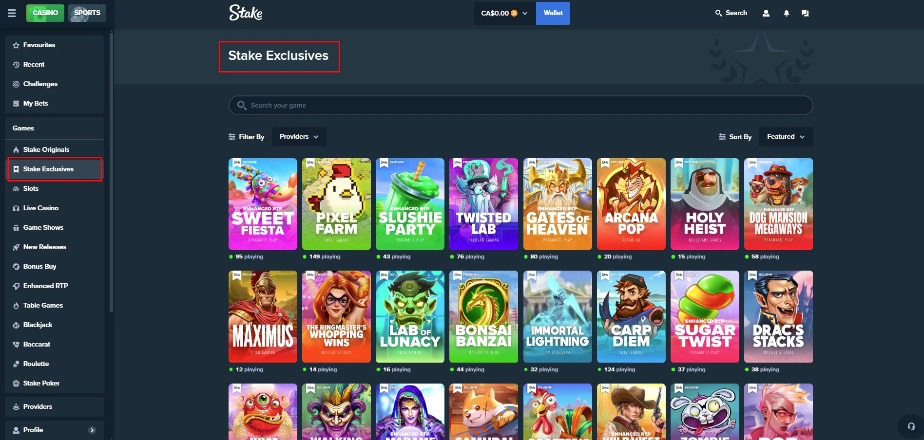 Stake Exclusives