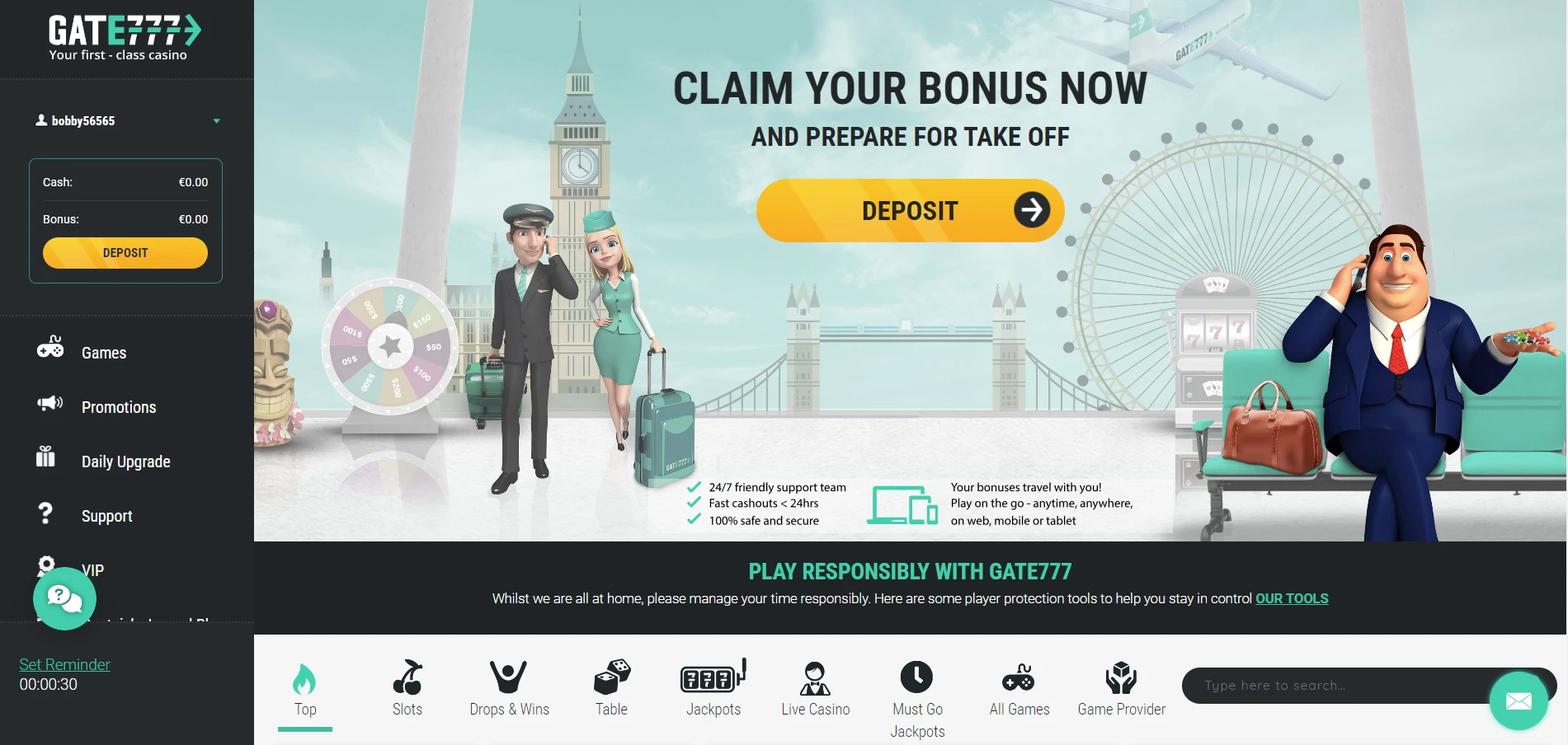 Gate777 Casino Home Page