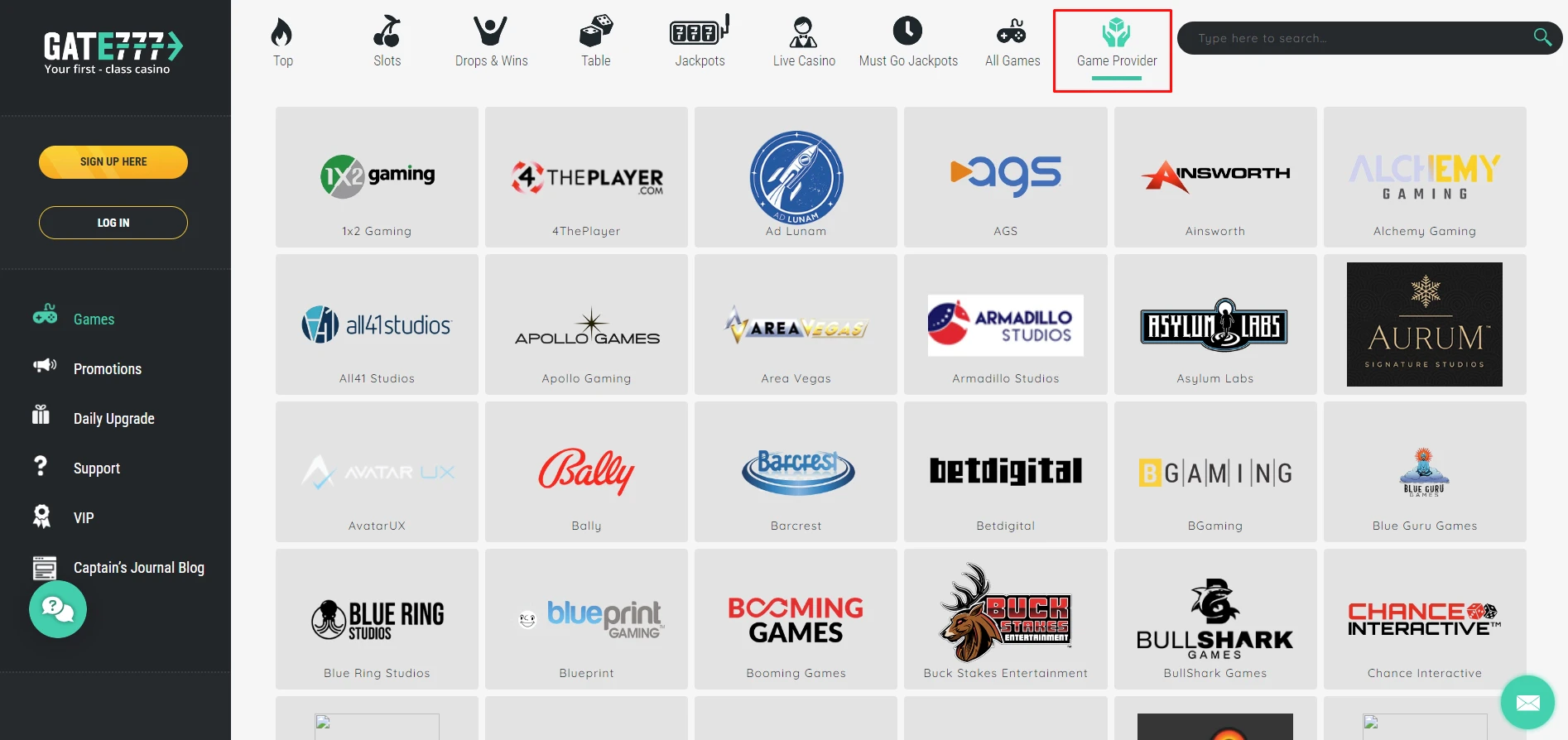 Gate777 Casino Software Providers