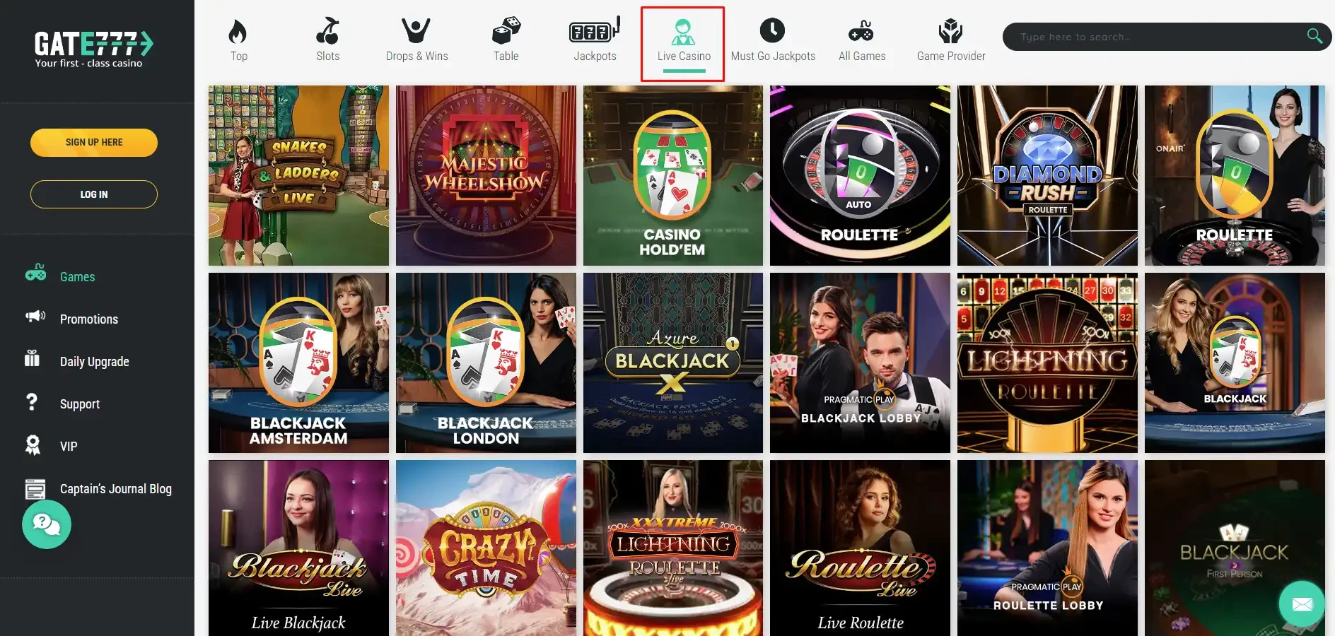 Gate777 Casino Live Games