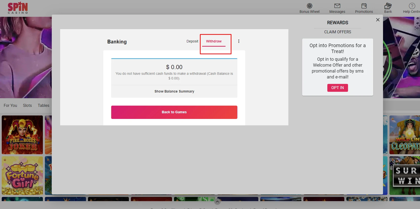 Spin Casino Withdrawal