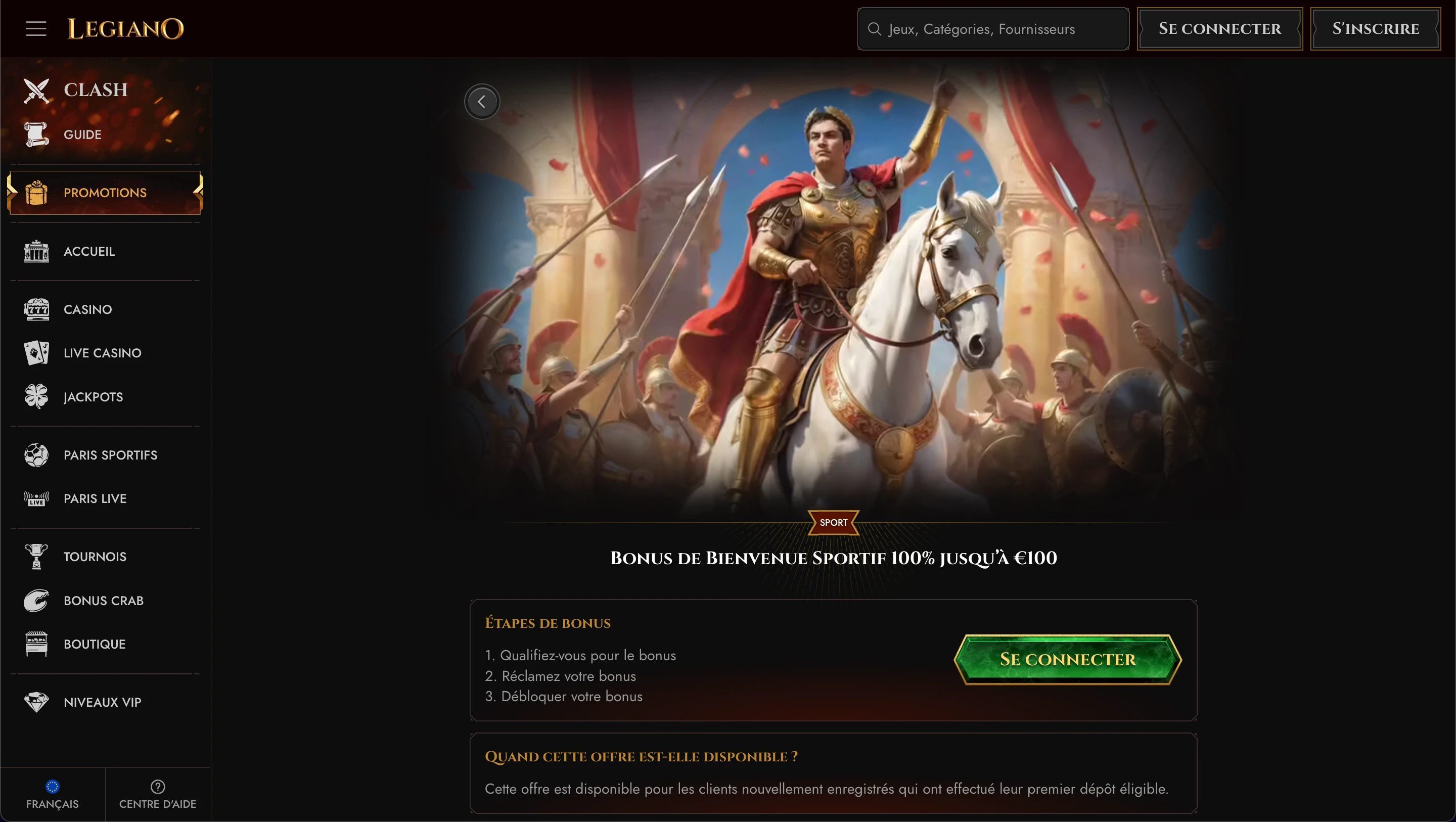 bonus paris sportifs legiano