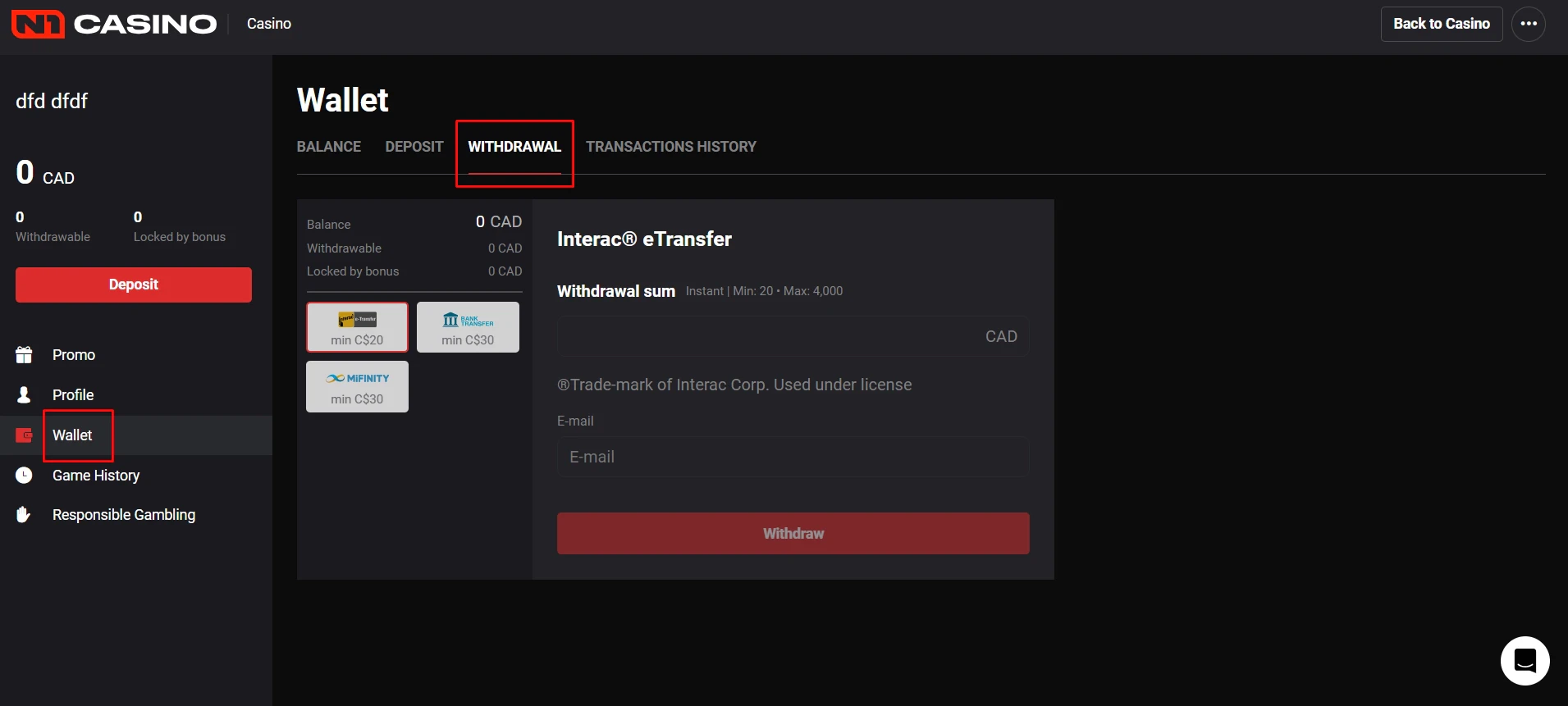 N1 Casino Withdrawals