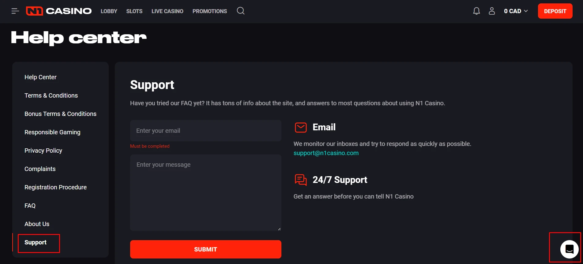N1 Casino Customer Support