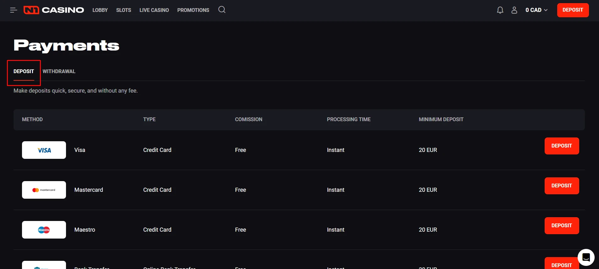 N1 Casino Deposits and Withdrawals