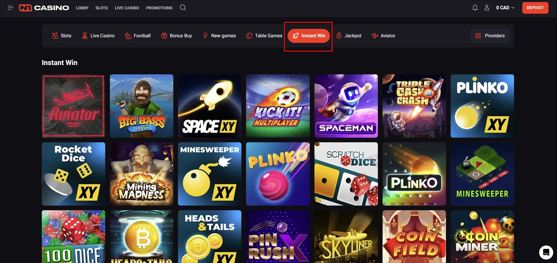 N1 Casino Instant Win Games