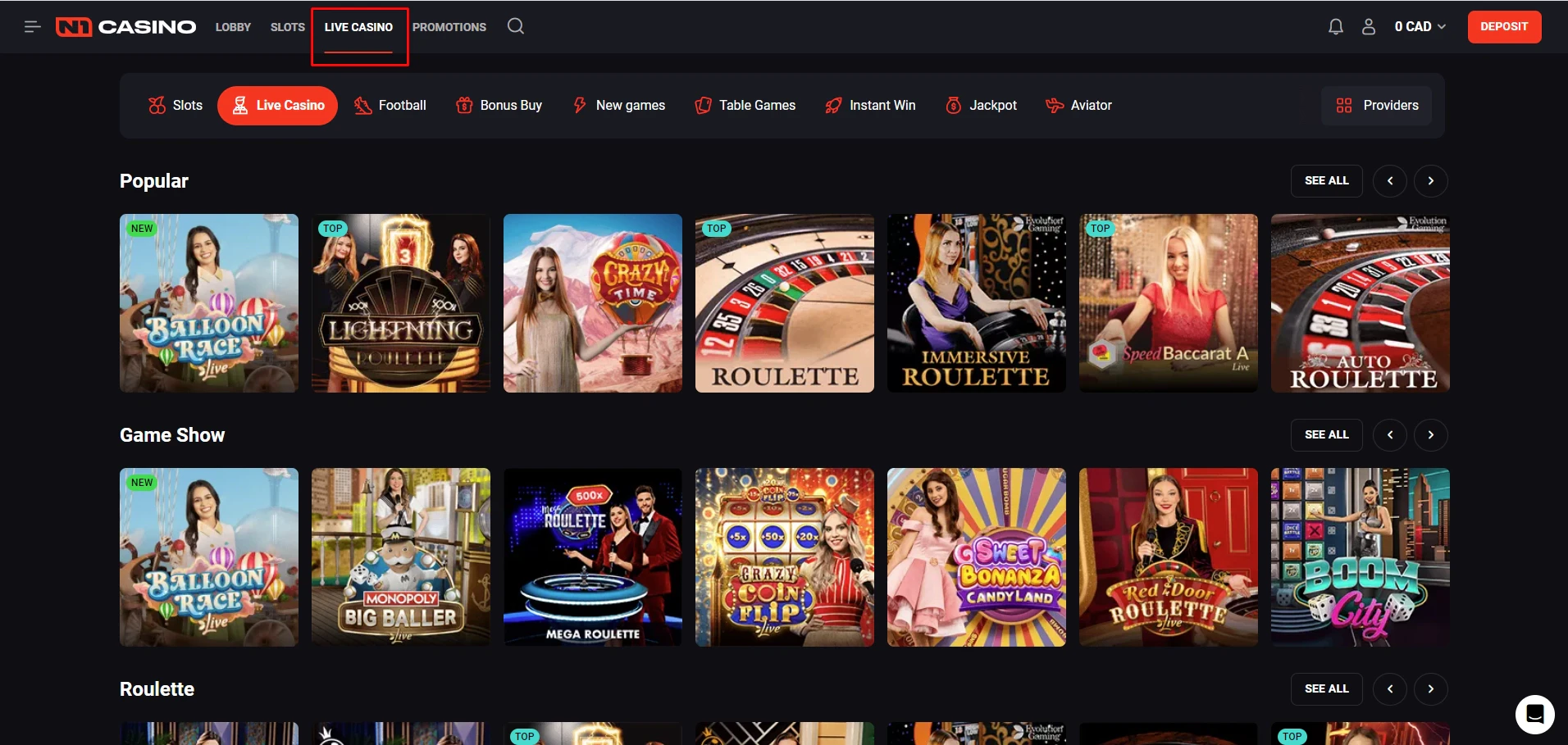 N1 Casino Live Casino Games