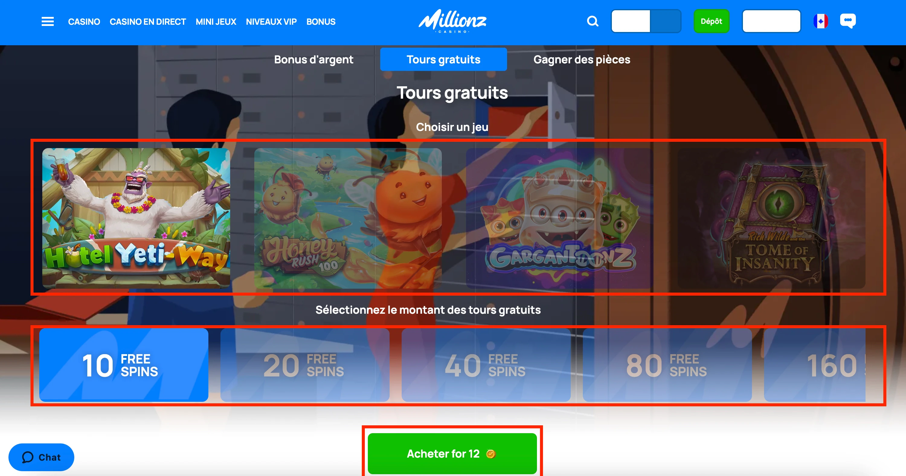 Tours gratuits sur Millionz